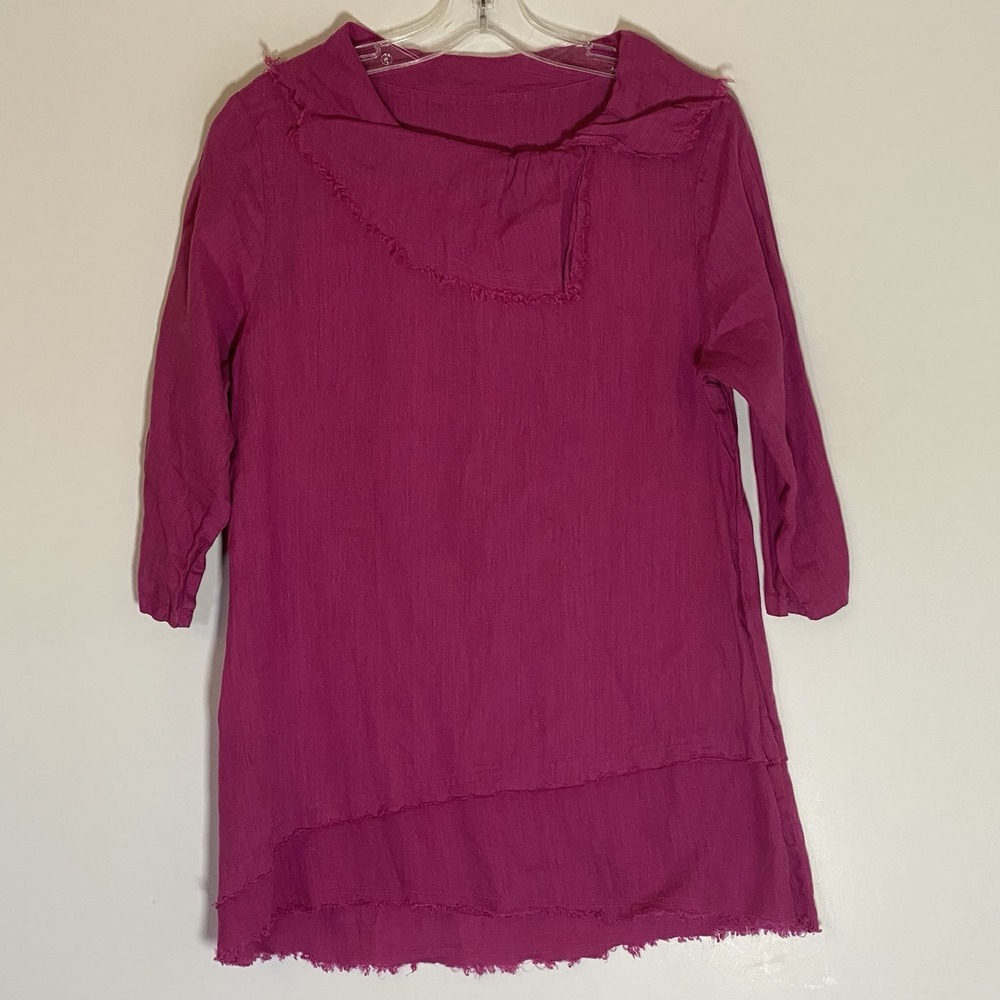 Match‎ Point Top Womens Small Pink Linen Relaxed Beach Lagenlook Flowy Comfort S